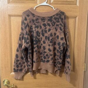 Aerie leopard Brown and Black Patterned Sweater
